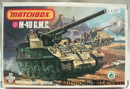 Matchbox 1/76 M-40 GMC Self Propelled Gun with Diorama Display Base, 40086 plastic model kit